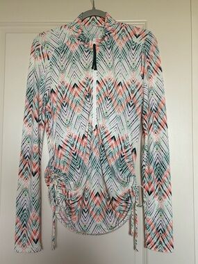 Carve Designs Women's Multicolor Geometric Swim Coverup - White, Coral, Teal